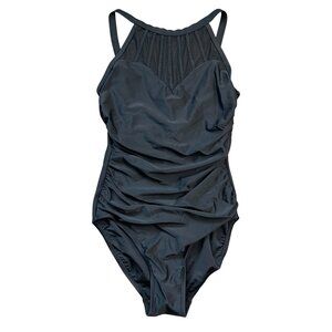 Alisha Levine High Neck One Piece Swimsuit‎ Women's Size 8 Black Underwire